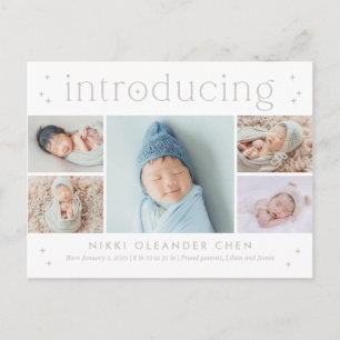 Magical Time Editable Colour Birth Announcement Po Postcard