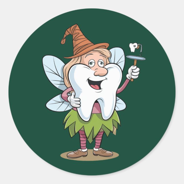 Magical Tooth Fairy Art Classic Round Sticker (Front)
