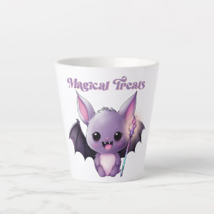 Magical Treats – Cute Purple Bat Halloween Latte Mug