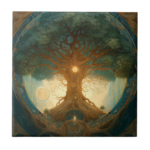 Magical Tree Of Life Surreal Nature Art Tile