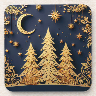Magical Tree Scene – Yuletide Glimmers Coaster