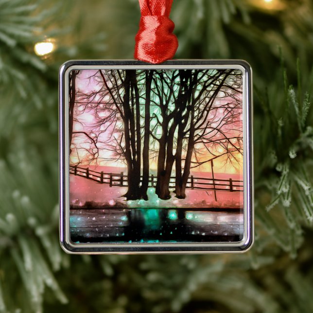 Magical Trees on a Snowy Delaware Hillside Metal Tree Decoration (Tree)