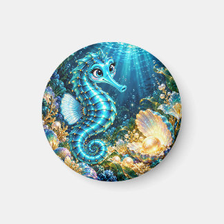 Magical Turquoise Seahorse & Golden Pearl Underwat Magnet