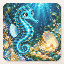 Magical Turquoise Seahorse & Golden Pearl Underwat