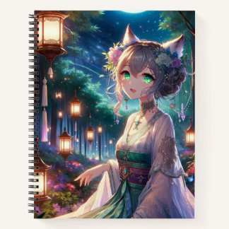 Magical Twilight Forest Anime Catgirl Work/School Notebook