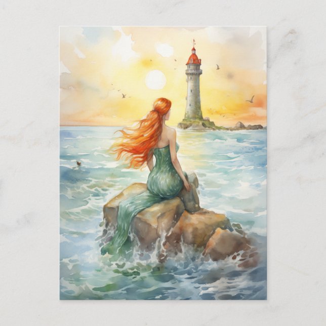 Magical Underwater Mermaid Castle with Coral Reef  Holiday Postcard (Front)