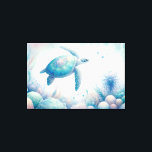 Magical Underwater Sea Turtle Print<br><div class="desc">Dive into the tranquil depths of an enchanting underwater world with our mesmerising sea turtle canvas art print. Crafted exclusively by Do Tell A Belle. Embark on a captivating visual journey as the graceful sea turtle glides amidst whimsical underwater botanicals, painted in soothing pastel tones. Ideal for those longing to...</div>