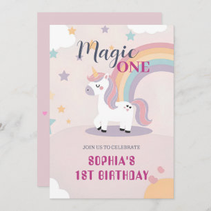 Magical Unicorn 1st Birthday Invitation