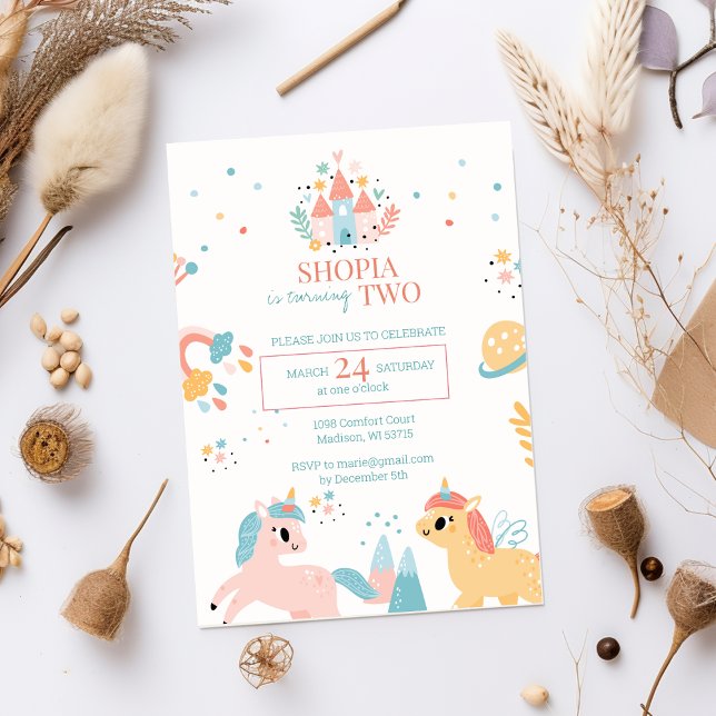 Magical Unicorn 2nd Birthday Invitation (Creator Uploaded)