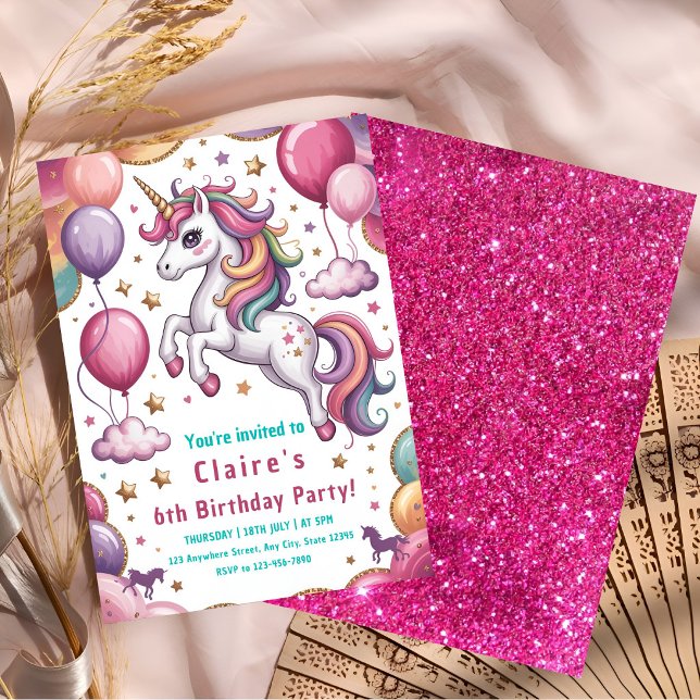 Magical Unicorn 6th Birthday Invitation (Creator Uploaded)