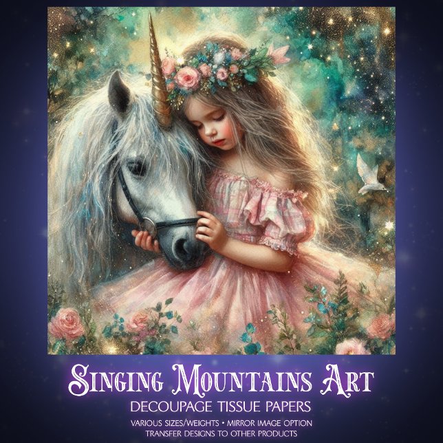 Magical Unicorn And Girl Friendship Decoupage  Tissue Paper (Creator Uploaded)