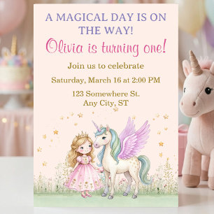 Magical Unicorn and Princess Birthday Invitation