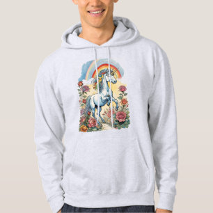 Magical Unicorn and Rainbow with Roses Hoodie