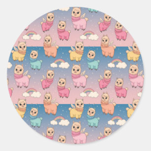 Magical Unicorn and Stars Pattern Design Classic Round Sticker
