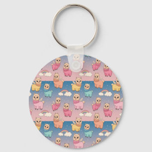Magical Unicorn and Stars Pattern Design Key Ring