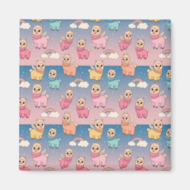 Magical Unicorn and Stars Pattern Design Magnet (Front)