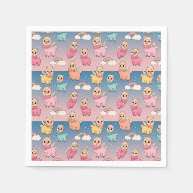 Magical Unicorn and Stars Pattern Design Napkin (Front)