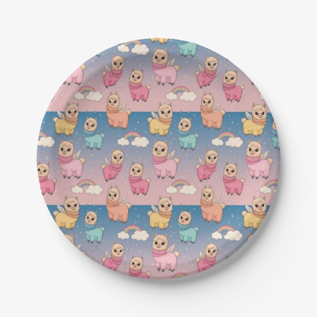 Magical Unicorn and Stars Pattern Design Paper Plate (Front)