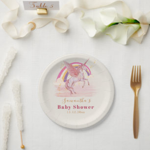 Magical Unicorn Baby Shower Party Paper Plate