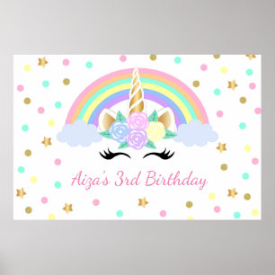 Magical Unicorn Backdrop Rainbow Unicorn backdrop Poster
