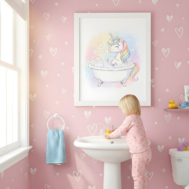 Magical Unicorn Bath Time Kids Bathroom Wall Art (Creator Uploaded)