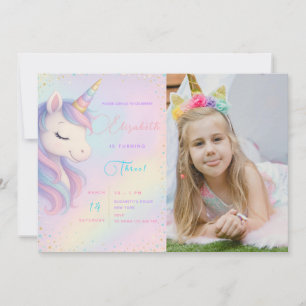 Magical Unicorn Birthday Bash Invite With Photo 