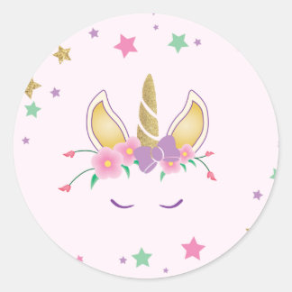 Magical Unicorn Birthday Decals Classic Round Sticker