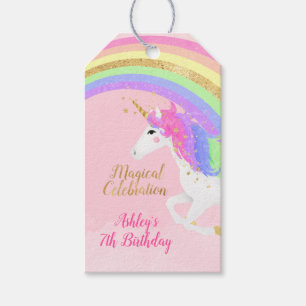 Magical Unicorn Birthday Gold Rainbow Gift Tags