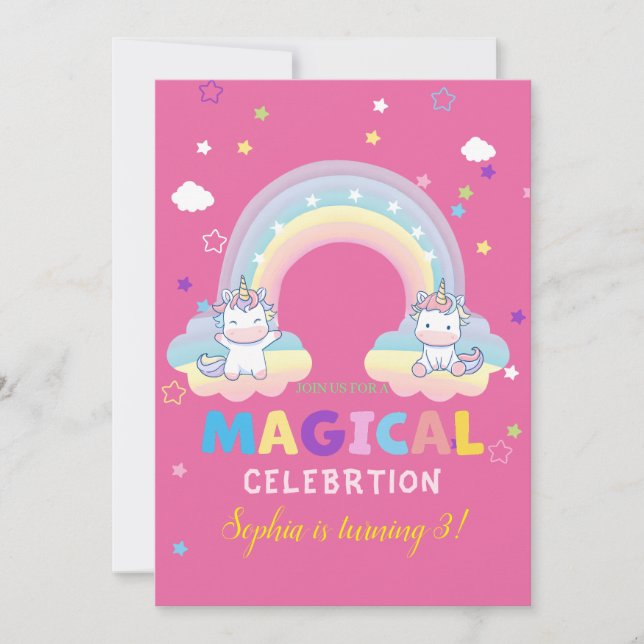 Magical Unicorn Birthday Invitation (Front)