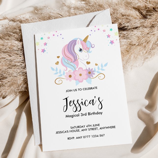 Magical Unicorn Birthday Invitation (Mystical Unicorn Invitation)