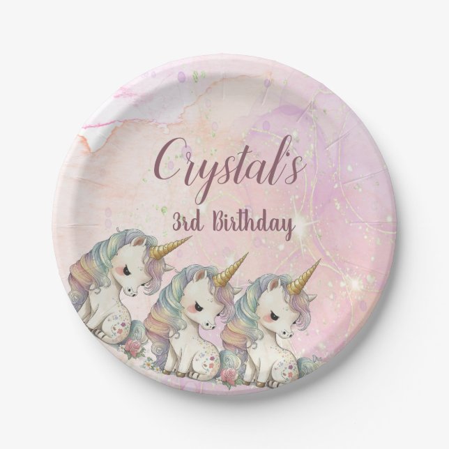 Magical Unicorn Birthday        Paper Plate (Front)