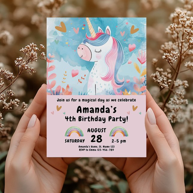 Magical Unicorn Birthday Party for Girls Invitation (Creator Uploaded)