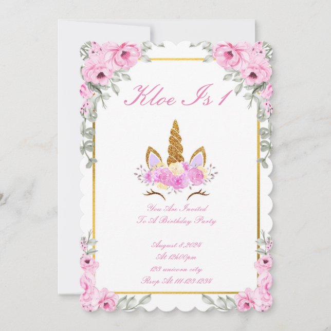 MAGICAL UNICORN BIRTHDAY PARTY INVITATION (Front)