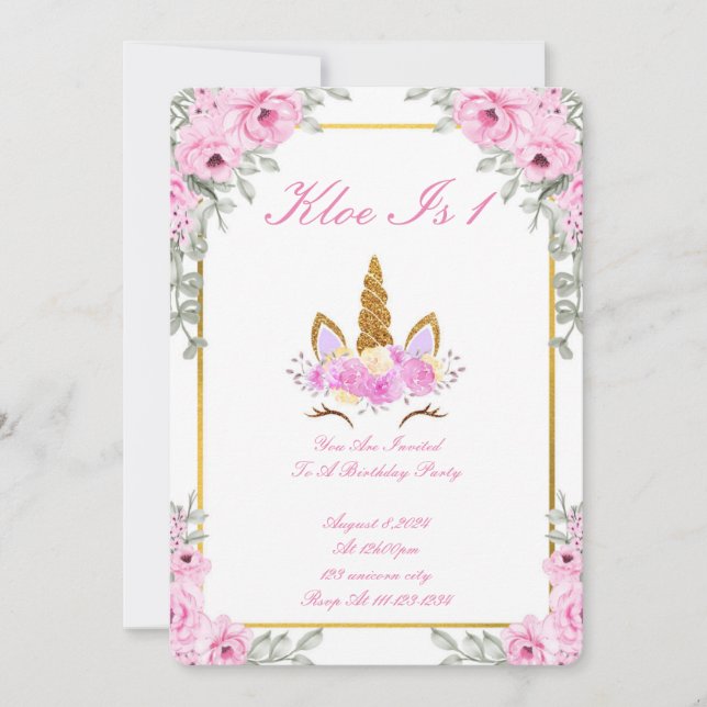 MAGICAL UNICORN BIRTHDAY PARTY INVITATION (Front)