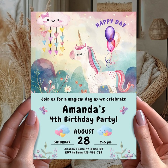 Magical Unicorn Birthday Party Invitation (Creator Uploaded)