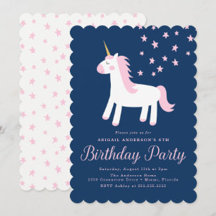 Magical Unicorn   Birthday Party Invitation