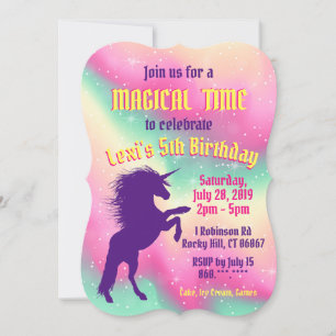 Magical Unicorn birthday party invitation