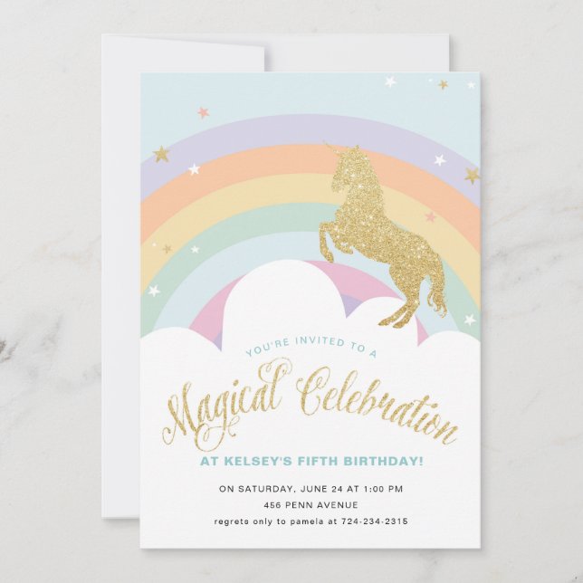MAGICAL UNICORN BIRTHDAY PARTY INVITATION (Front)