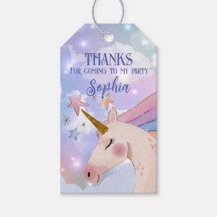 Magical Unicorn Birthday pink Blush Thank you Gif Gift Tags
