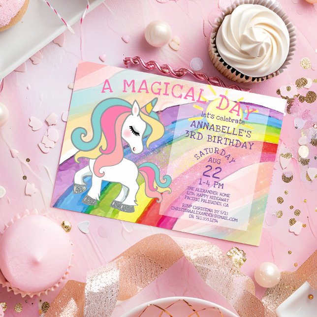Magical Unicorn Birthday Rainbow Fairytale Invitation (Creator Uploaded)