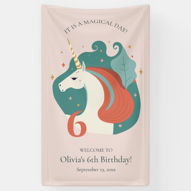 Magical Unicorn Birthday Welcome Banner (Vertical)