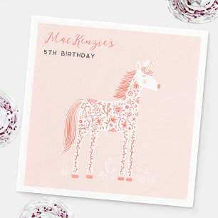 Magical Unicorn Blush Pink Birthday Party Napkin