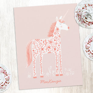 Magical Unicorn Blush Pink Personalized Name Card