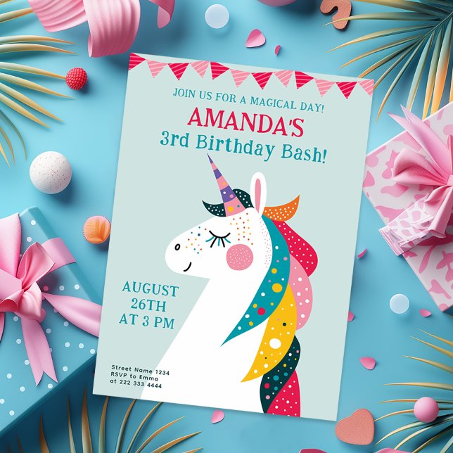 Magical Unicorn Celebration for Girls Invitation (Creator Uploaded)