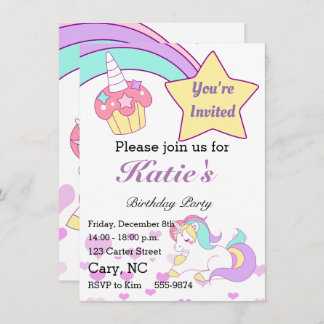 Magical Unicorn Children birthday invitation