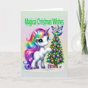 Magical unicorn christmas wishes card