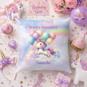 Magical Unicorn Colorful Pastel Girl Birthday Pill Cushion