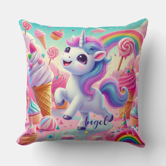 Magical Unicorn, Cupcakes, & Rainbow Cushion (Front)