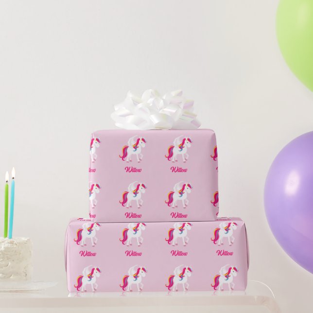Magical Unicorn Custom Name or Text Wrapping Paper (Party Gifts)