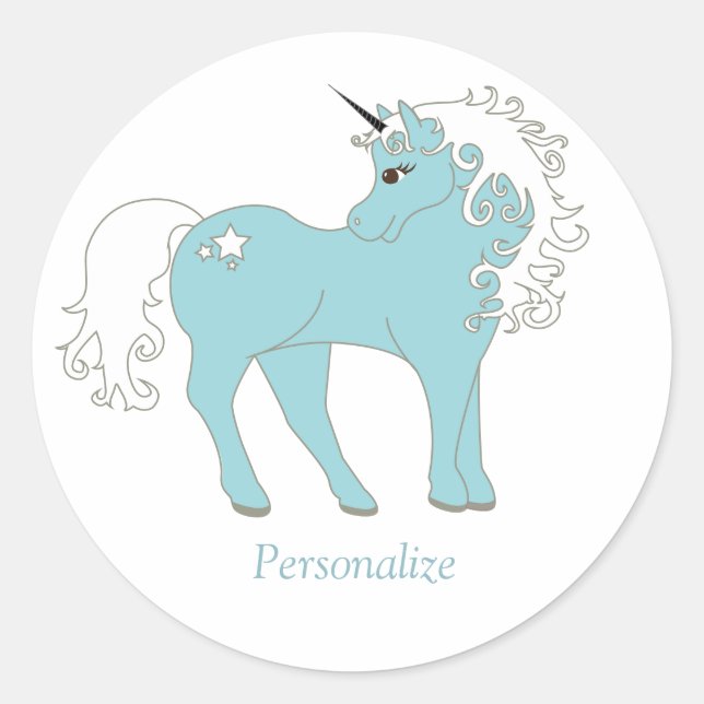 Magical Unicorn Cute & Adorable with Star Classic Round Sticker (Front)